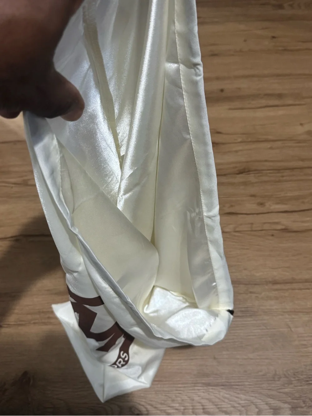 Michael Kors White Drawstring Dust Bag with Brown MK Logo